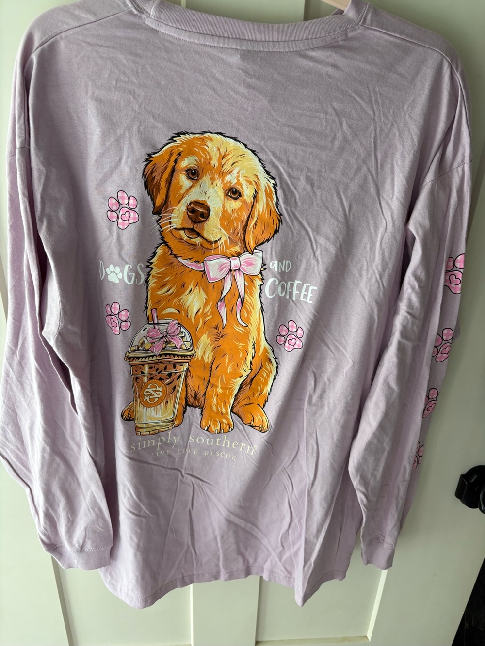 New Simply Southern Dogs and Coffee Long Sleeve Tee Women’s XL T-shirt Fall - Picture 8 of 11